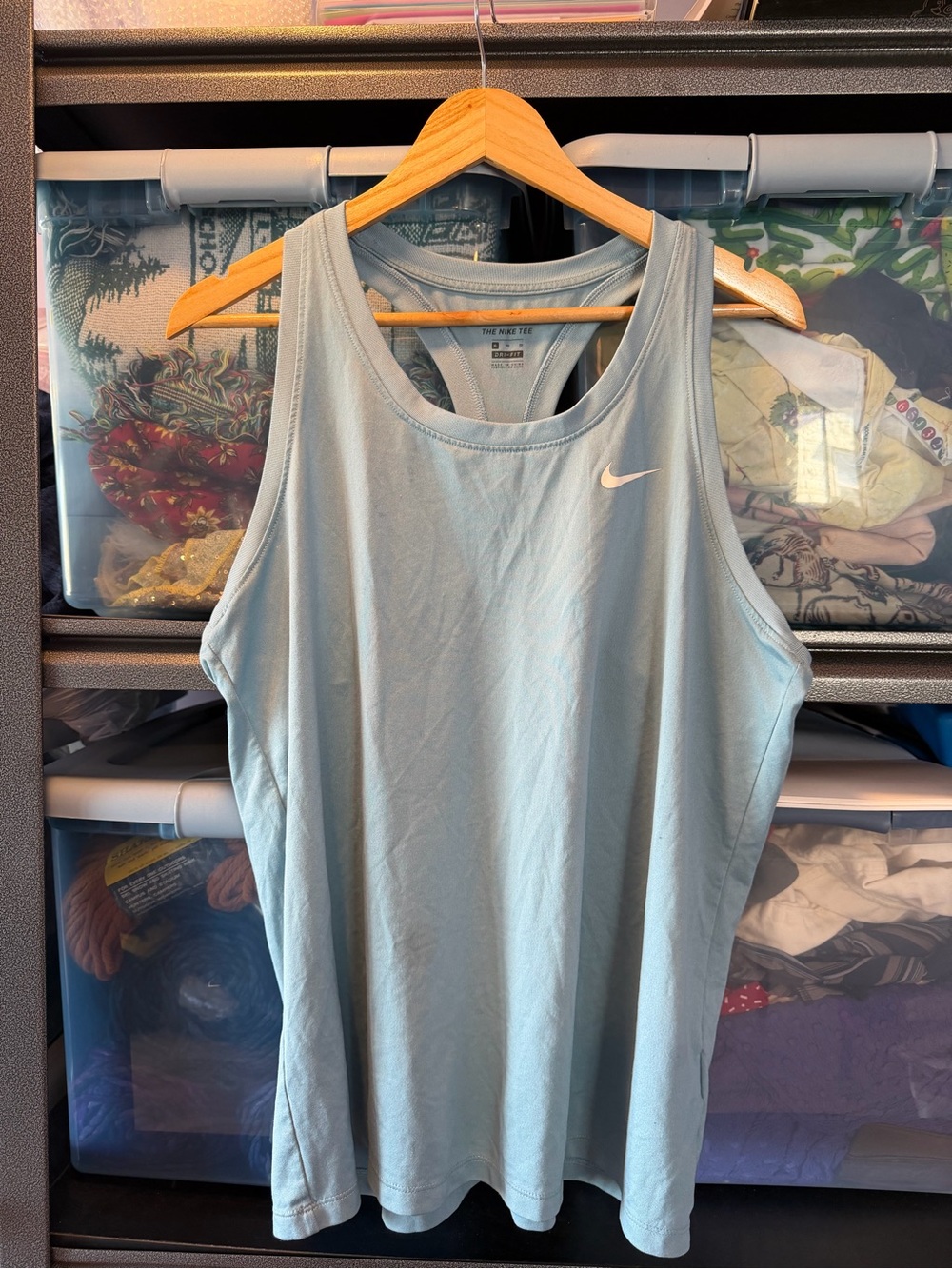 Nike Dri-Fit Grey Blue Racerback Training Tank Top XL